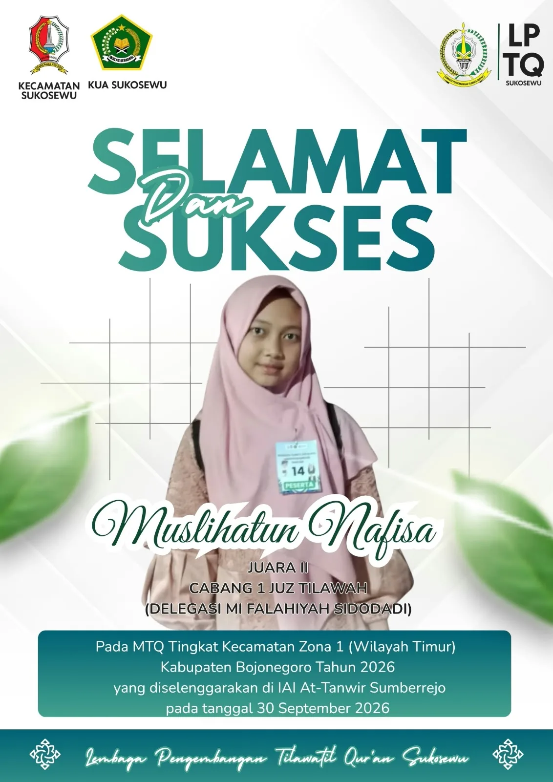 Muslihatun Nafisa, Peserta dari MI Falahiyah Sidodadi Raih Juara II