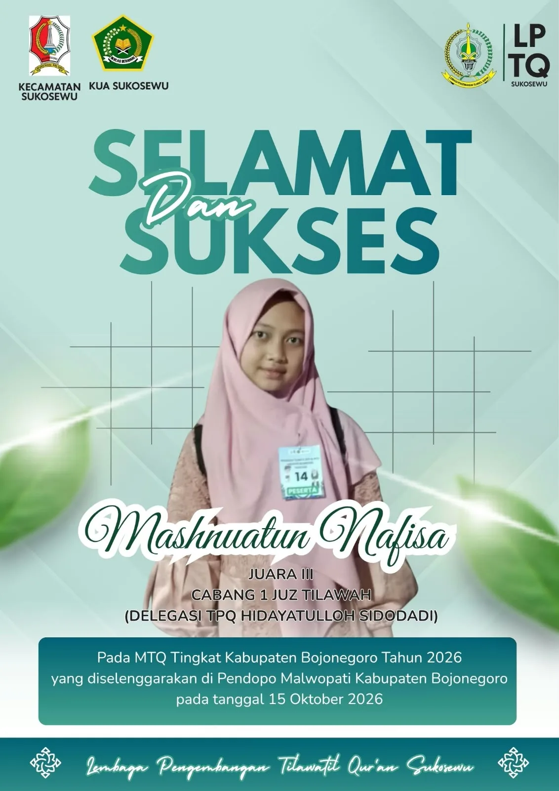 Mashruwatun Nafisa, Raih Juara III Tingkat Kabupaten