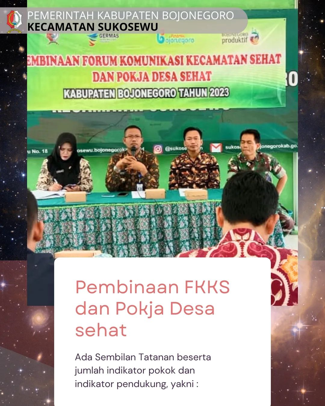 Pembinaan Forum Komunikasi Kecamatan Sehat dan Pokja Desa Sehat